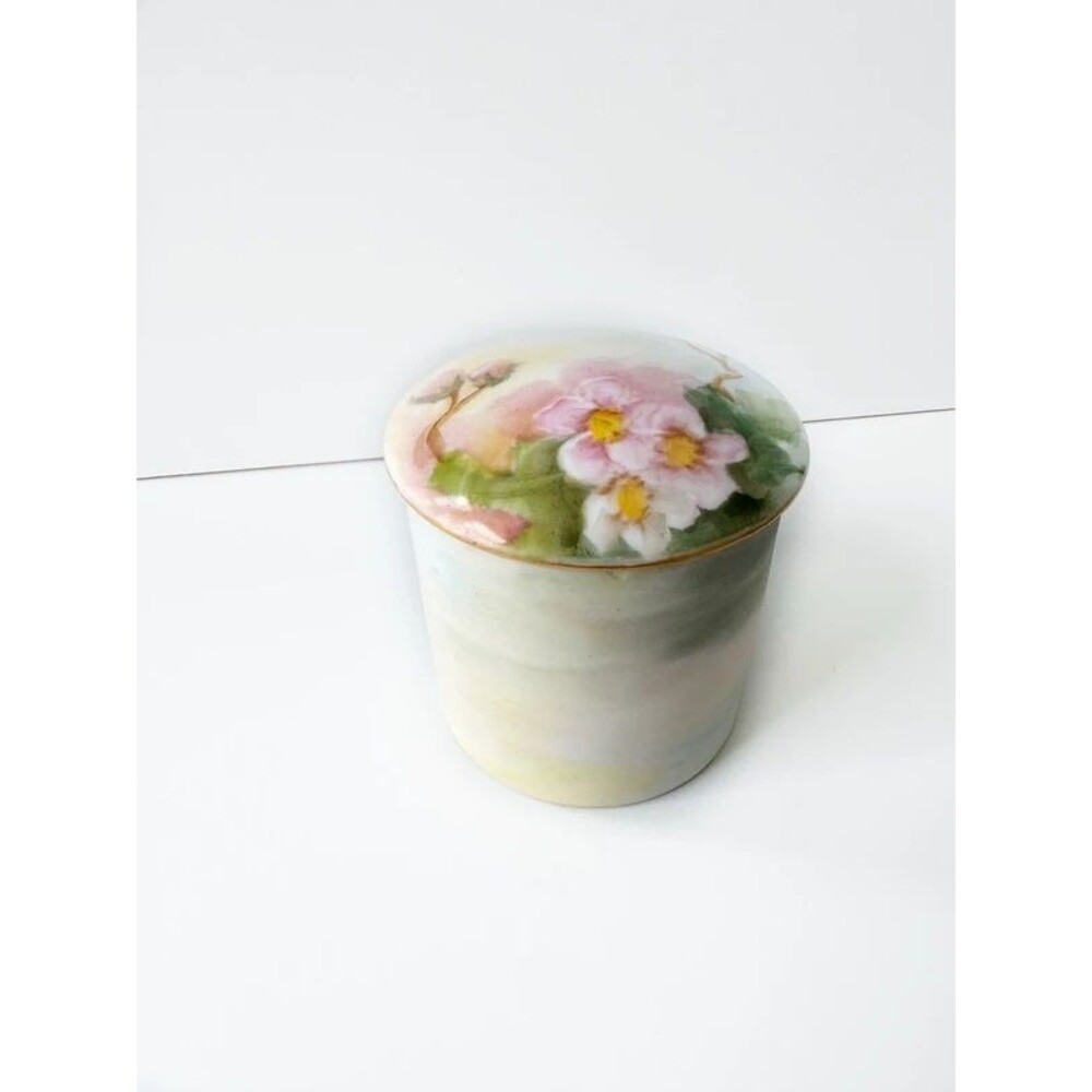 Vintage Made in Japan Floral Porcelain Trinket Box – Pink Flowers & Gold Trim